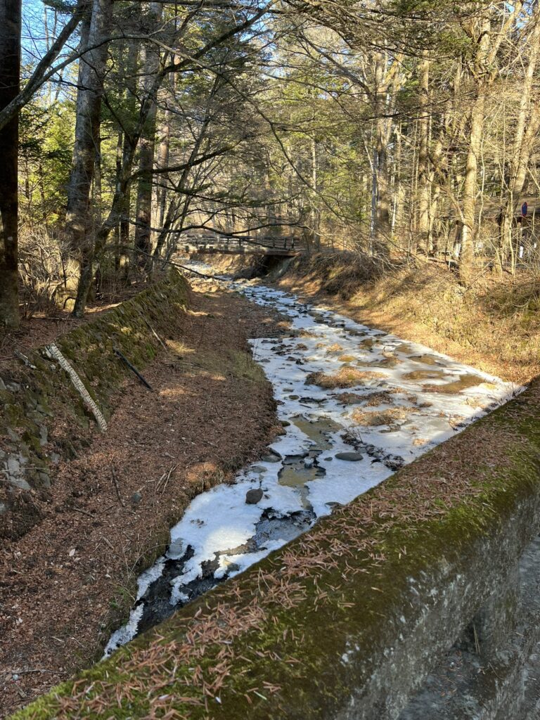 凍る矢ヶ崎川